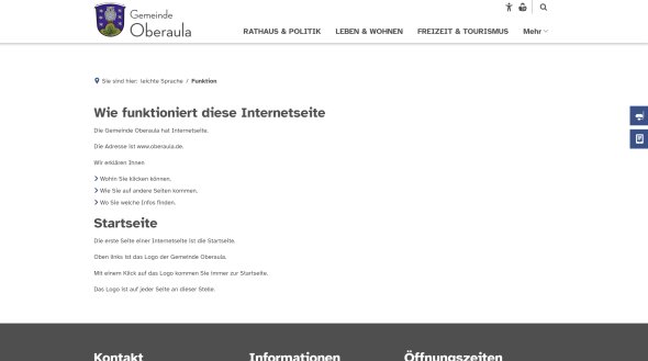 Screenshot der Unterseite Funktion von Leichte Sprache